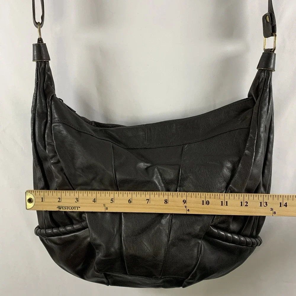 VTG 90s Carlo Amboldi Womens Leather Hobo Bag Shoulder Purse Brown Italy Slouchy